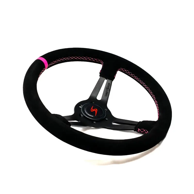 Promotion Volant DriftShop Tulipé (70 mm), Edition Spéciale "Pink Style", Cuir Retourné